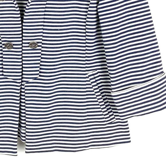 Erin London Stripe Blazer Jacket Prep Academia Business Nautical Blue White LG - Picture 3 of 7
